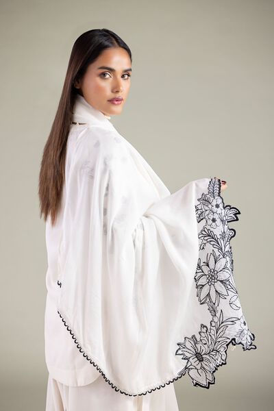 Embroidered | Raw Silk | Floral Threadwork Dupatta | USD 45.00