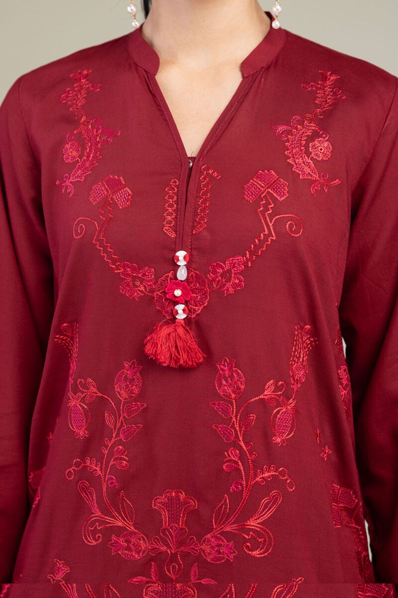 Embroidered | Raw Silk | V-Neck Silk Kurta | USD 55.00
