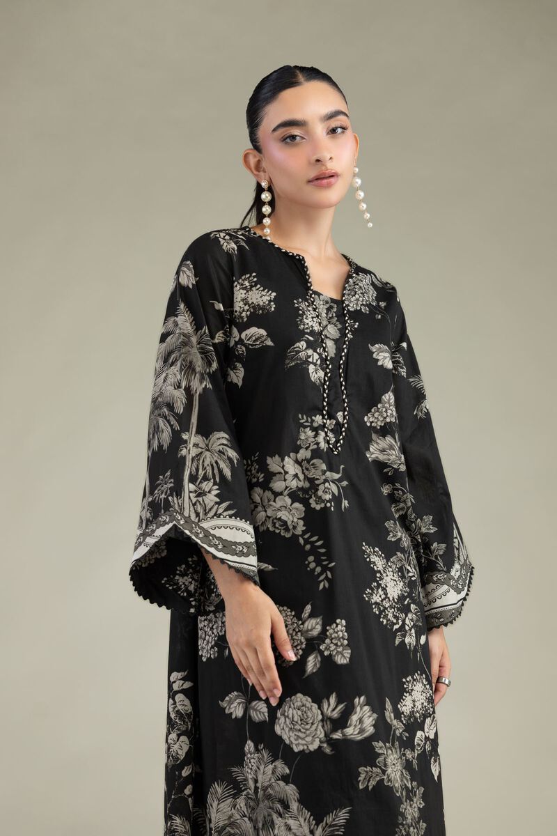 Printed | Cambric | Long Black Kurta | USD 45.00