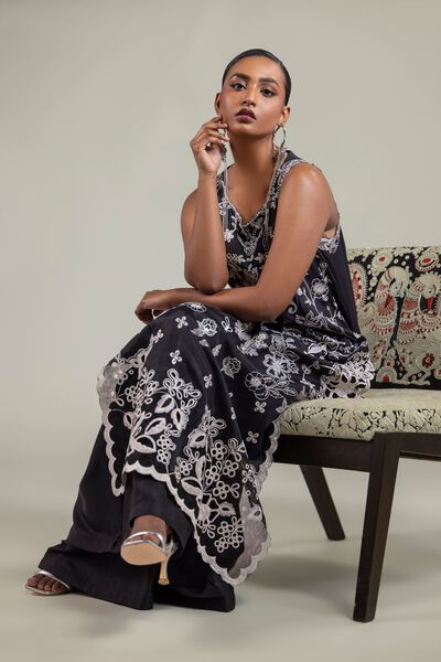 Raw Silk | Black Co-ord Set | USD 125.00