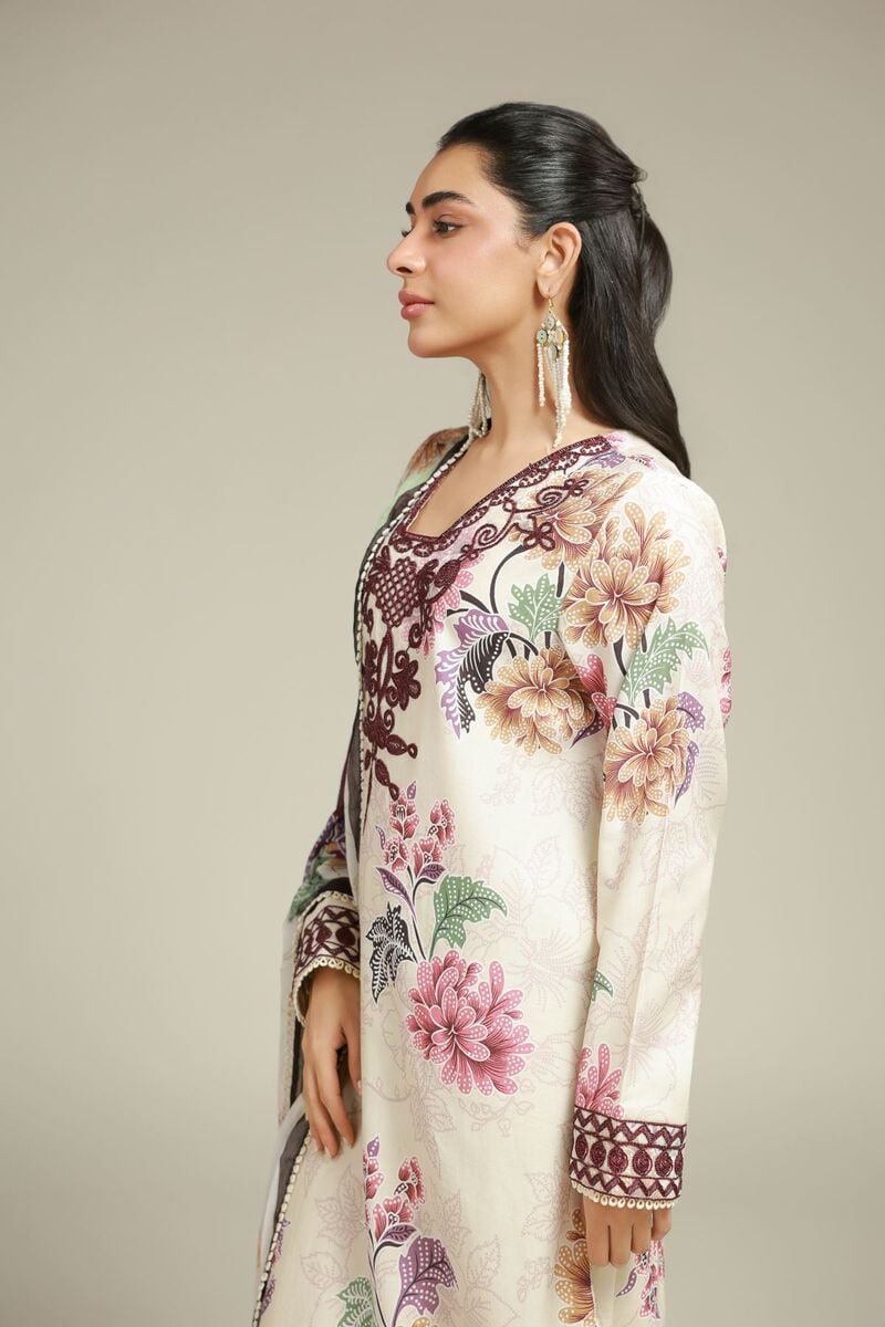 Embroidered | Satin | 3-Piece Tailored Set | USD 75.00