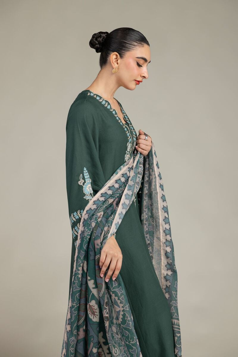 Embroidered | Mesuri | Green Floral Dupatta | USD 30.00