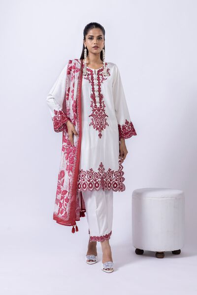 Embroidered | Crosshatch Raw Silk | Pants | USD 20.00