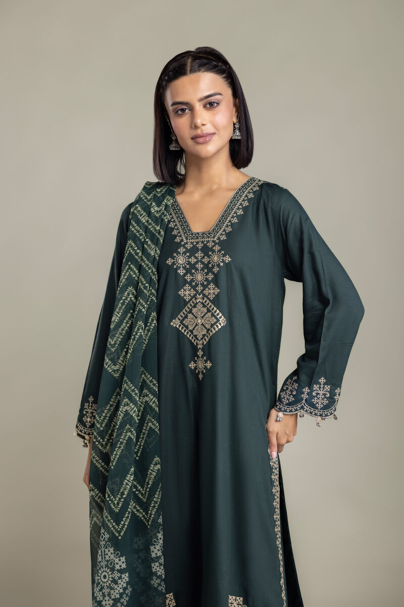Embroidered | Raw Silk | 3-Piece Tailored Set | USD 105.00