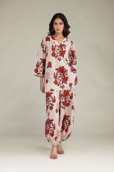 Printed | Cambric | Floral Cambric Trousers | USD 30.00