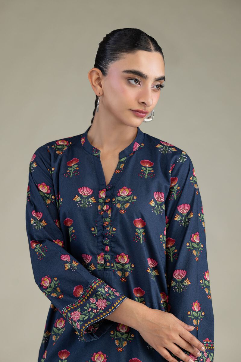 Printed | Cambric | Cambric Navy Kurta | USD 35.00