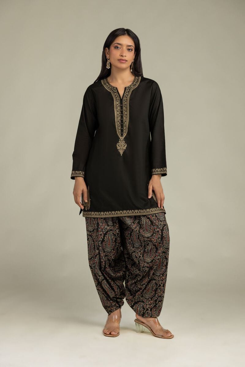 Embroidered | Cambric | Short Black Kurta | USD 35.00