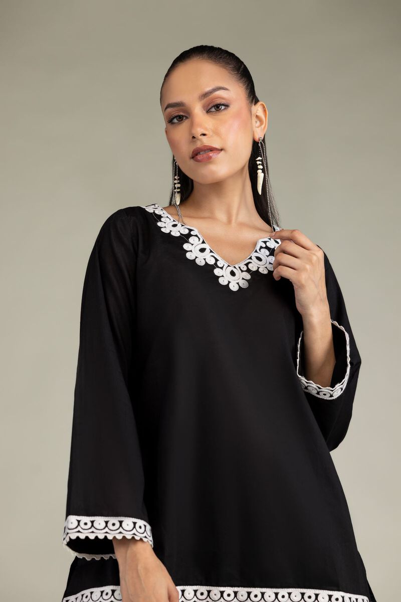 Embroidered | Cambric | Cambric Black Kurta | USD 40.00