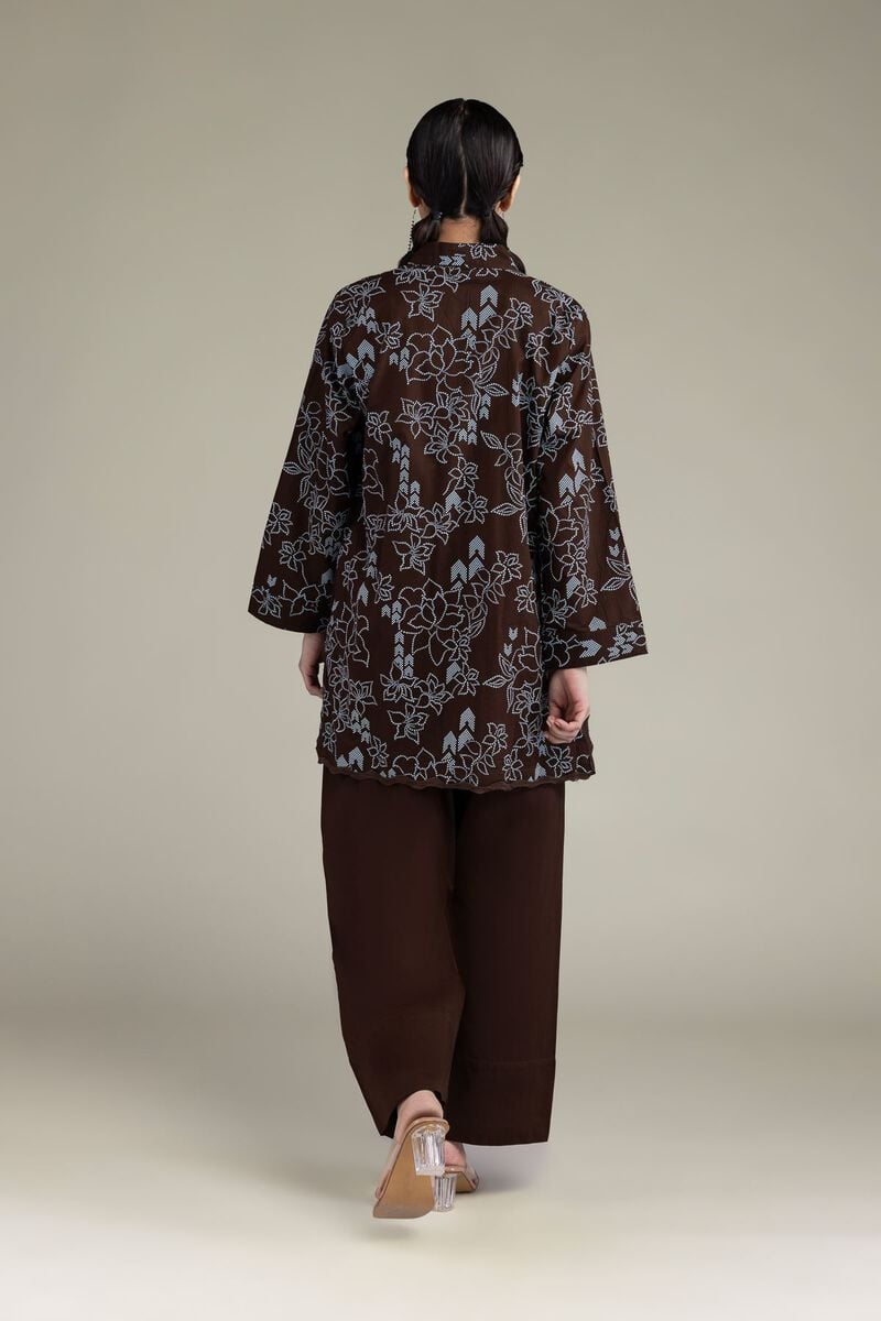 Printed | Cambric | Brown V-Neck Kurta | USD 35.00