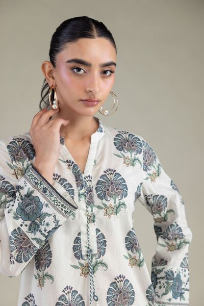 Printed | Cambric | White Printed Kurta | USD 35.00