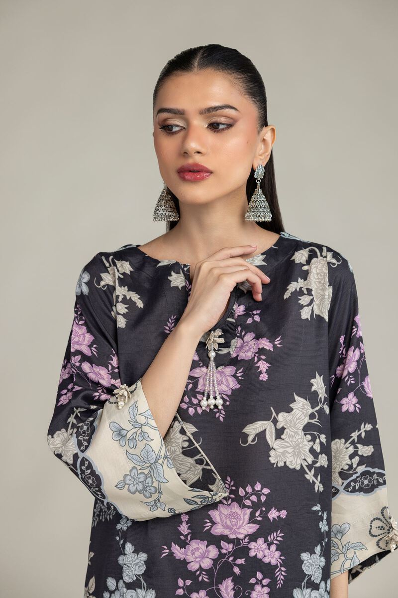 Embroidered | Raw Silk | Short Black Kurta | USD 45.00