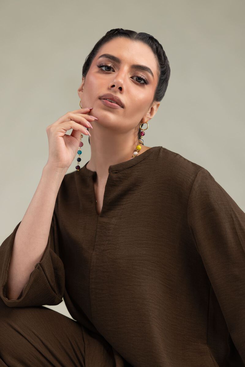 Dyed | Crepe Georgette | Solid V-Neck Tunic | USD 40.00