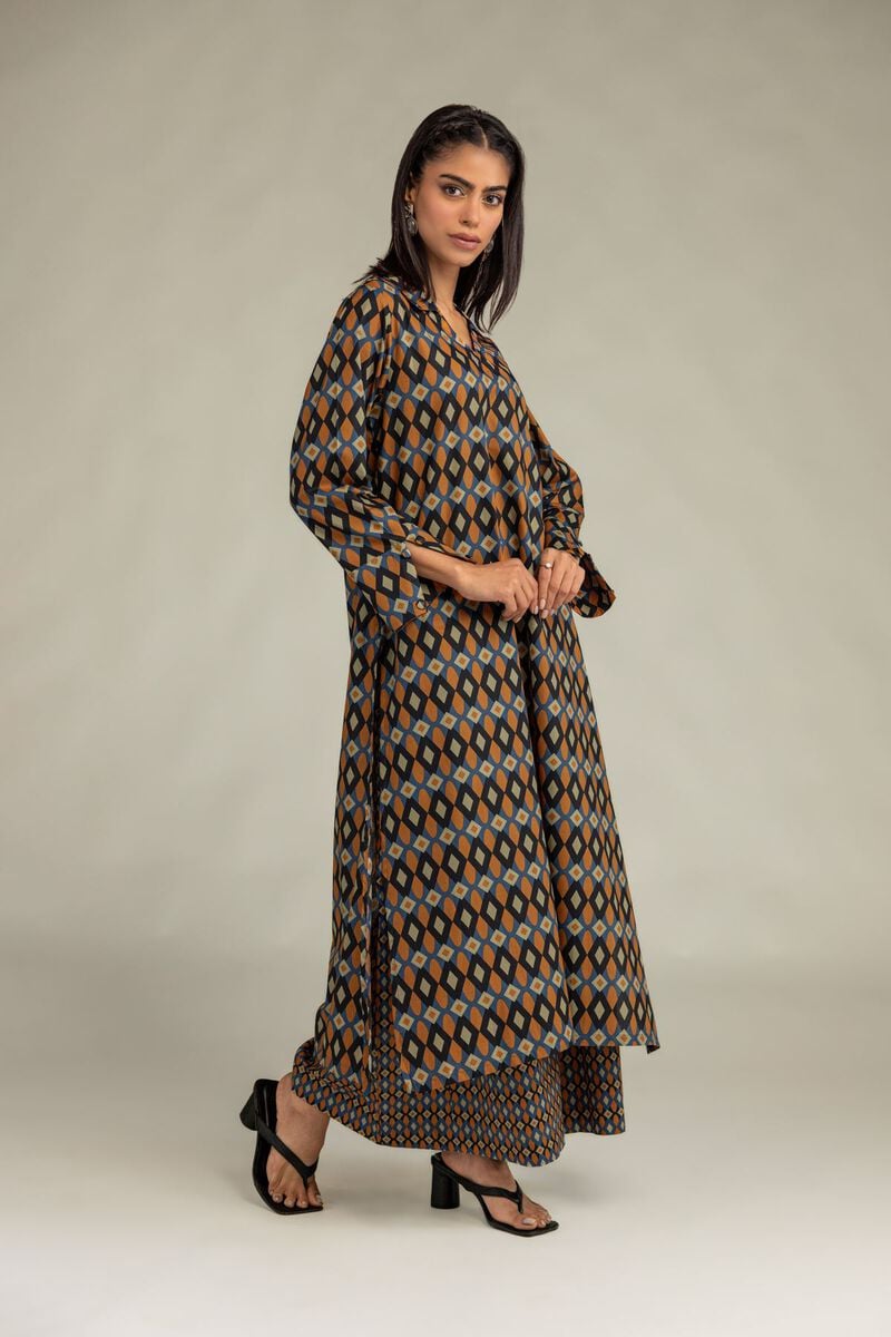Printed | Cambric | Brown Geometric Pants | USD 30.00