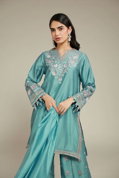 Embroidered | Raw Silk | 3 Piece Co-ord Set | USD 125.00