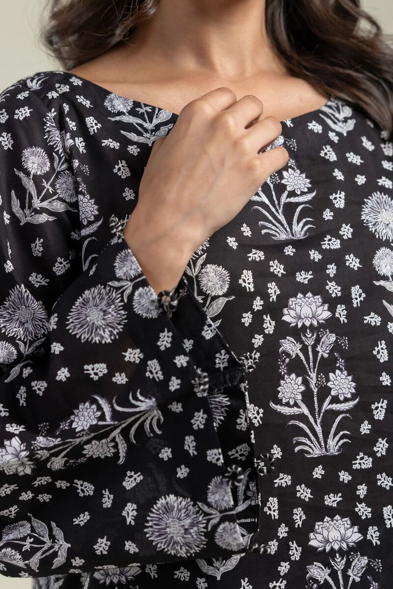 Printed | Cambric | Black Floral Kurta | USD 30.00