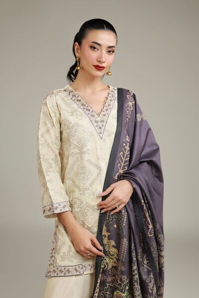 Embroidered | Polyester Silk | Gray Silk Dupatta | USD 30.00
