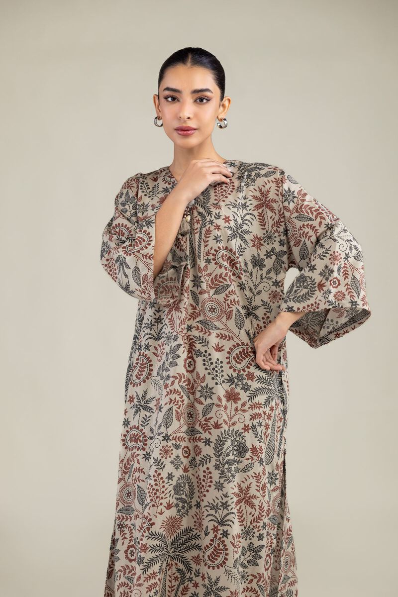 Printed | Textured Weave | Long Floral Kurta | USD 35.00