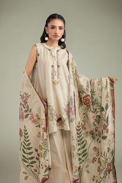 Embroidered | Textured Cotton | Floral Cotton Dupatta | USD 30.00