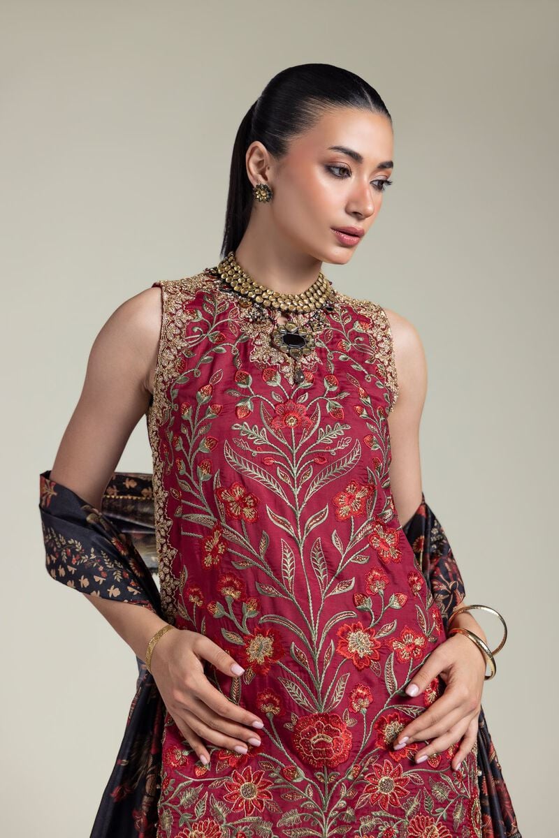 Embroidered | Raw Silk | Three-Piece Silk Set | USD 180.00