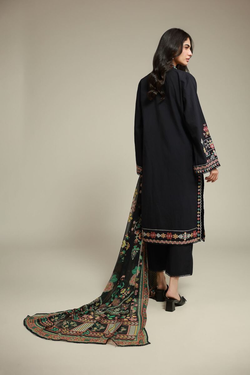 Embroidered | Cambric | Black Tailored Set | USD 70.00