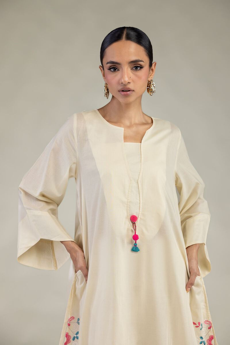 Embroidered | Cambric | Long Floral Kurta | USD 40.00