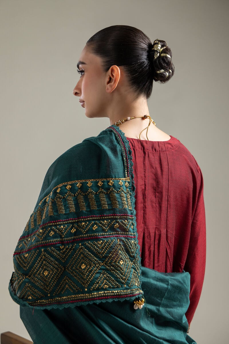 Cotton Net | Green Net Dupatta | USD 40.00