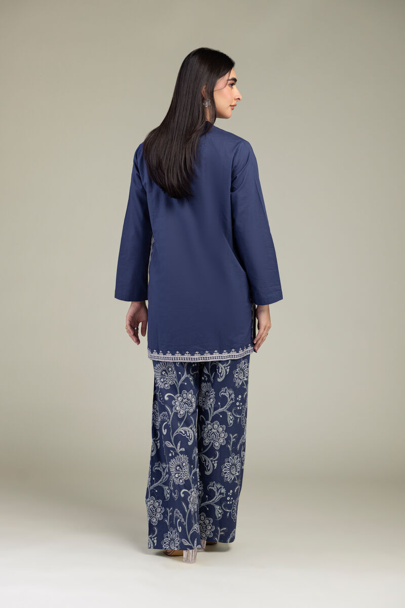 Embroidered | Cambric | Short Navy Kurta | USD 35.00