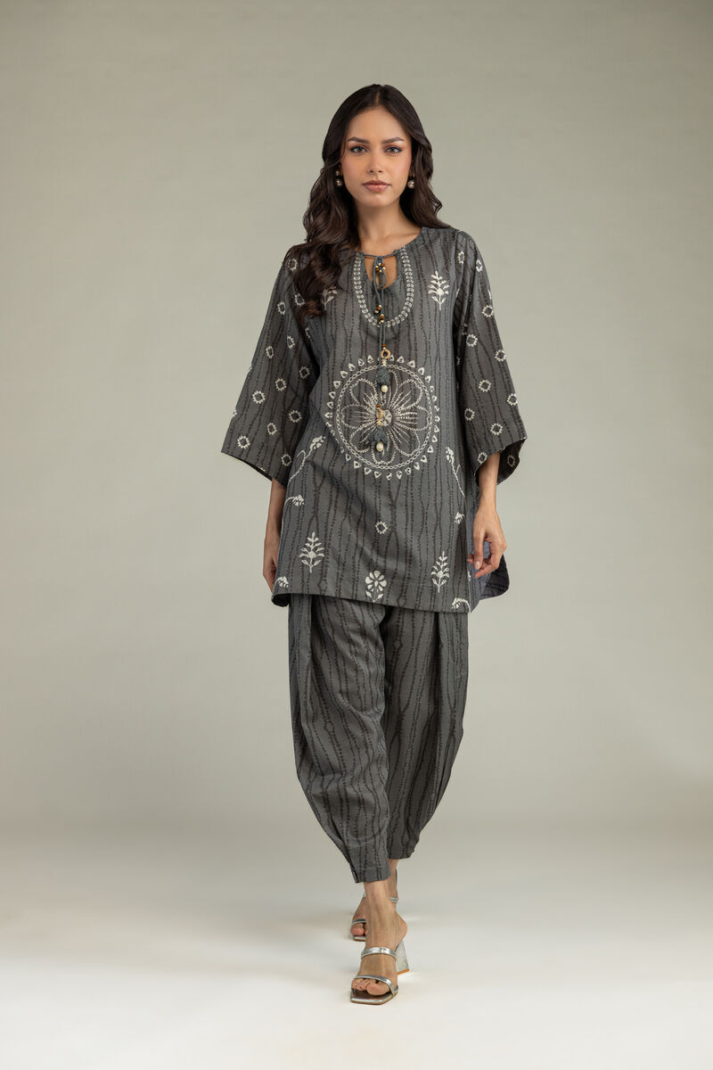 Printed | Cotton Dobby | Gray Cotton Kurta | USD 30.00