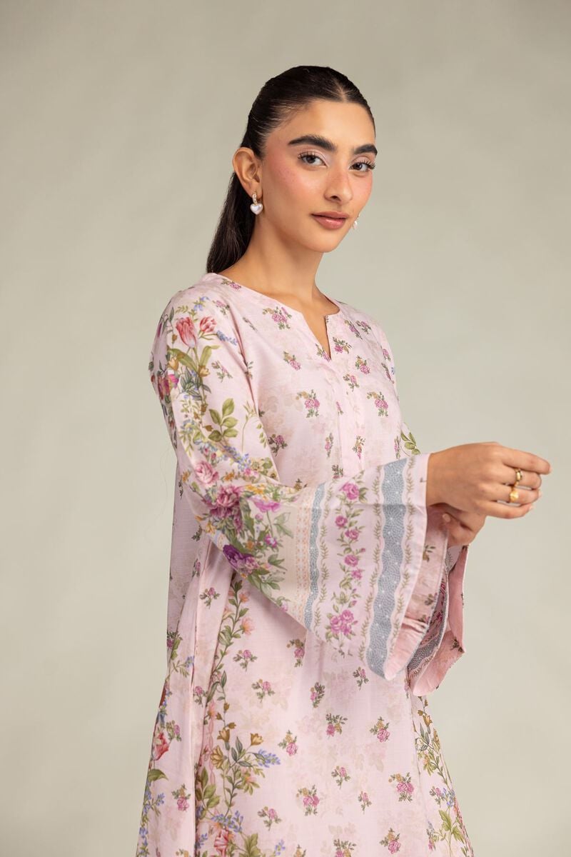 Printed | Raw Silk | Pink Silk Kurta | USD 45.00