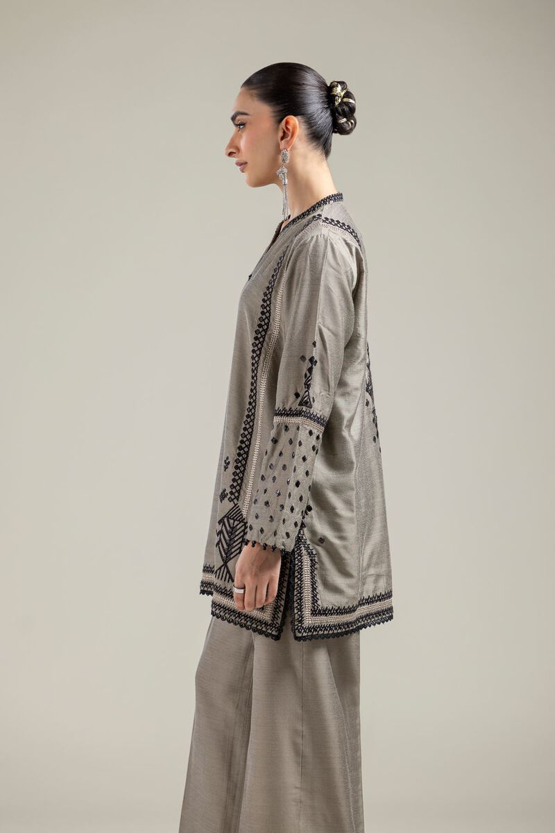 Raw Silk | Gray Silk Kurta | USD 55.00