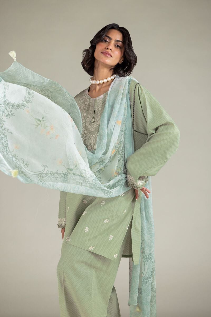 Embroidered | Cotton Dobby | Floral Tailored 3-Piece | USD 65.00