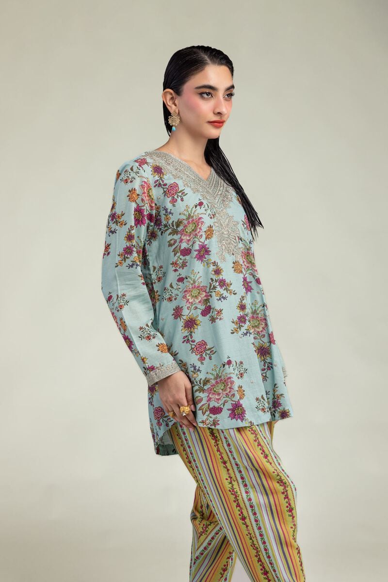 Embroidered | Raw Silk | Floral Silk Kurta | USD 40.00