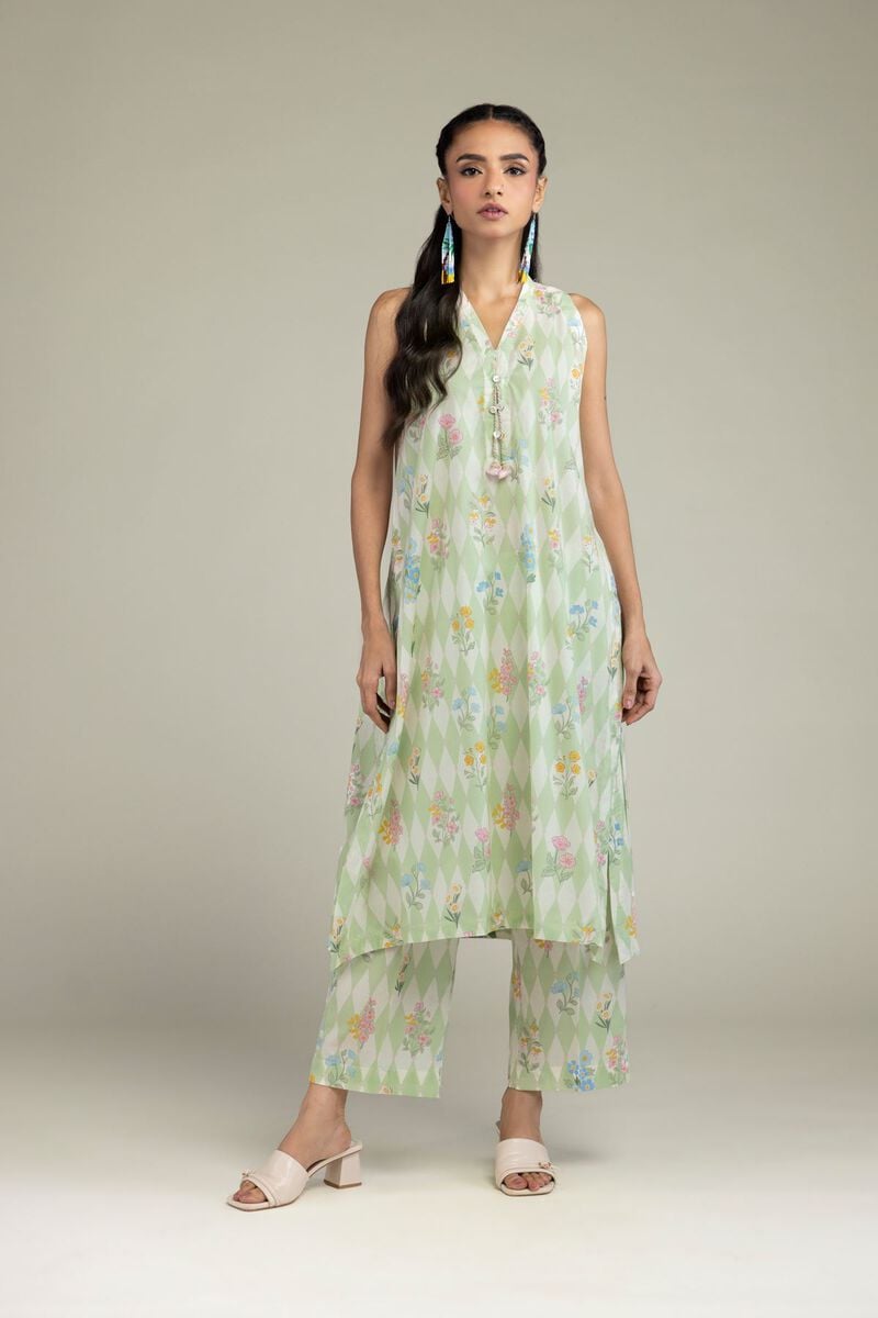Printed | Cambric | Floral Mint Pants | USD 30.00