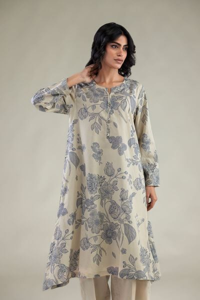 Embroidered | Cambric | Floral Longline Kurta | USD 35.00