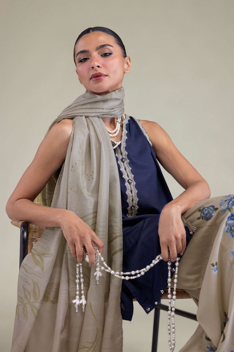 Embroidered | Polyester Silk | Floral Beige Dupatta | USD 30.00