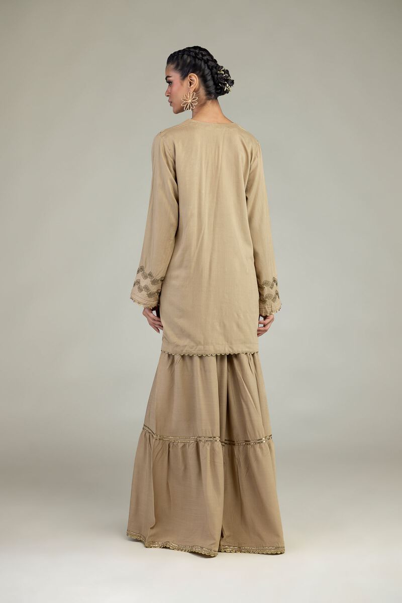 Embroidered | Raw Silk | Floral V-Neck Kurta | USD 60.00