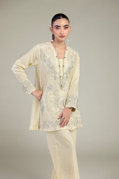 Embroidered | Raw Silk | Silk Floral Kurta | USD 60.00