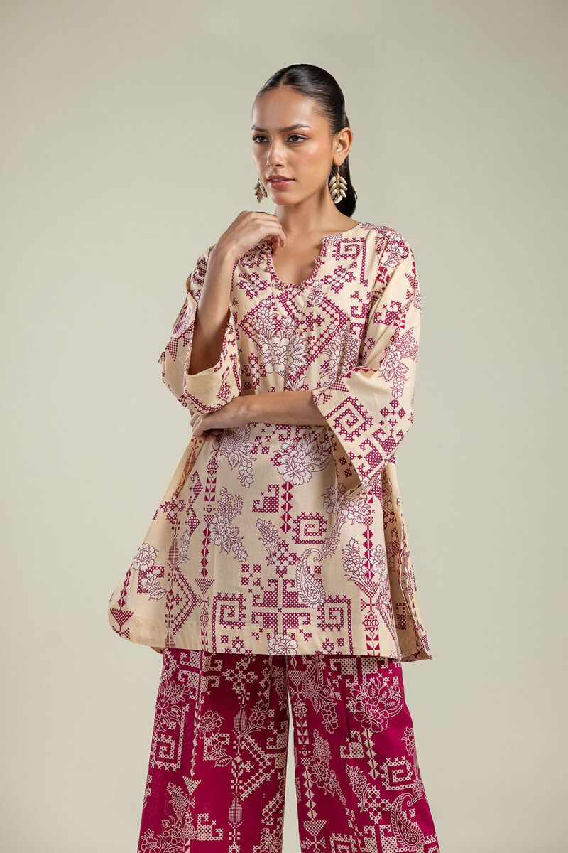 Printed | Cambric | Round V-Neck Kurta | USD 35.00