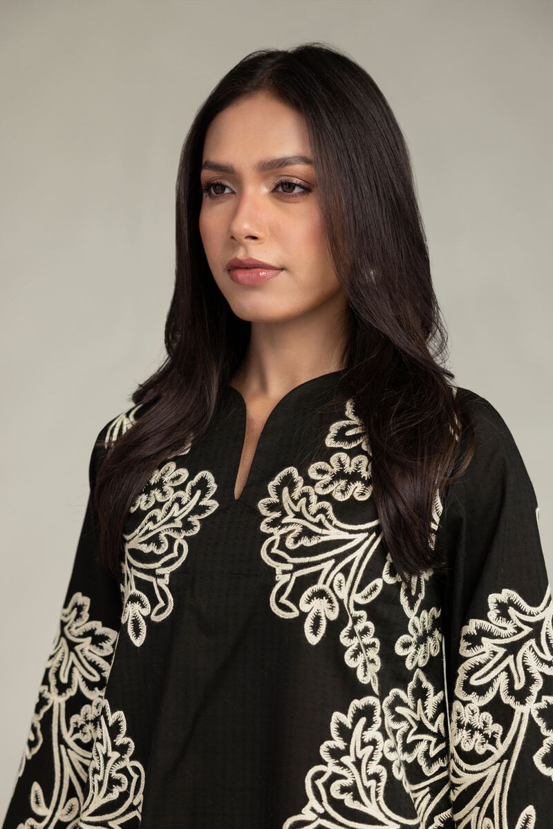 Embroidered | Cotton Dobby | Black Cotton Kurta | USD 45.00
