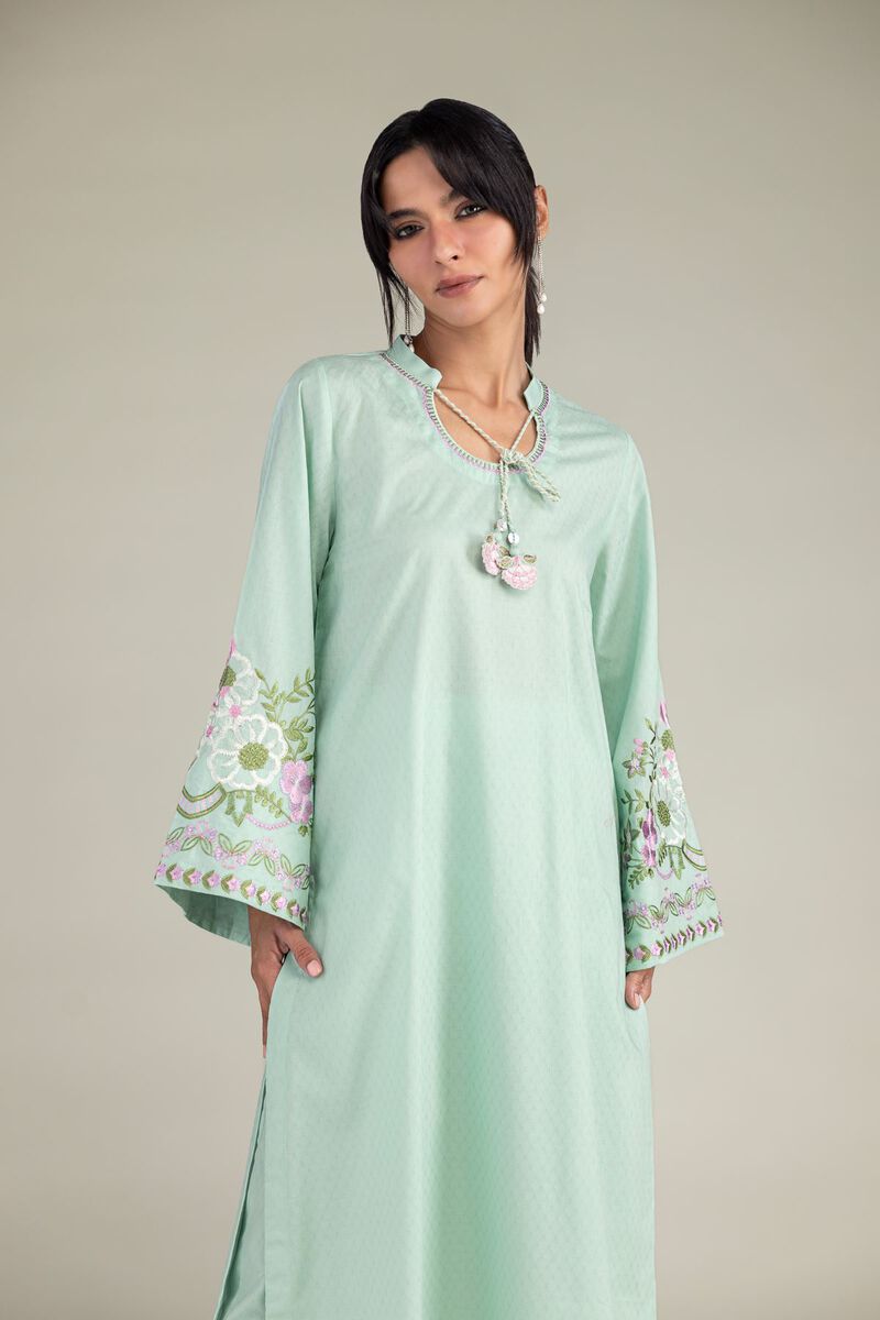 Embroidered | Cotton Dobby | Mint Cotton Kurta | USD 45.00