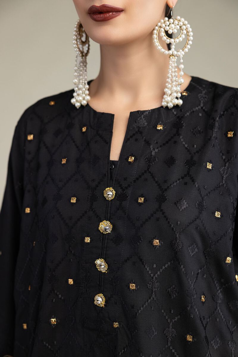 Embroidered | Raw Silk | Black Silk Kurta | USD 45.00
