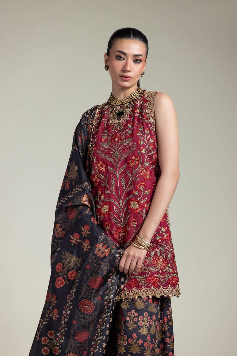 Embroidered | Raw Silk | Three-Piece Silk Set | USD 180.00