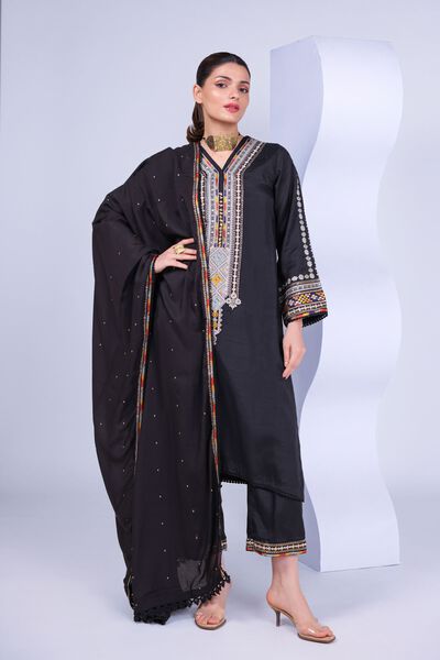 Embroidered | Russian Raw Silk | Pants | USD 23.00