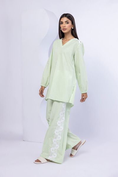 Embroidered | Crosshatch Poplin | Pants | USD 25.00