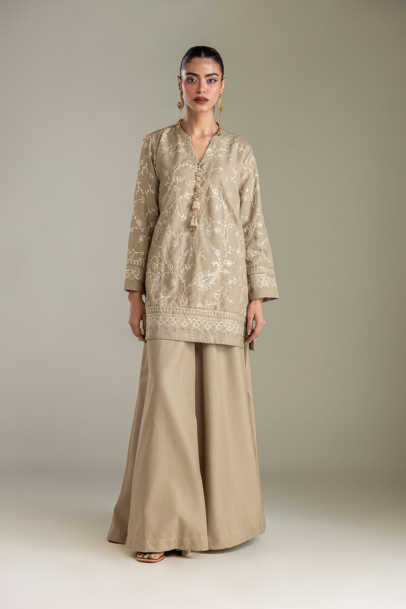 Embroidered | Heavy Blended Viscose | Floral V-Neck Kurta | USD 65.00