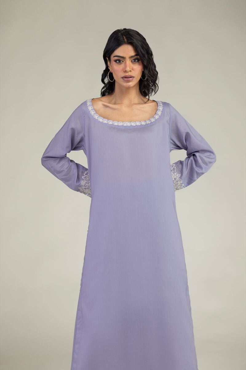 Embroidered | Lyocell | Long Lavendar Kurta | USD 40.00