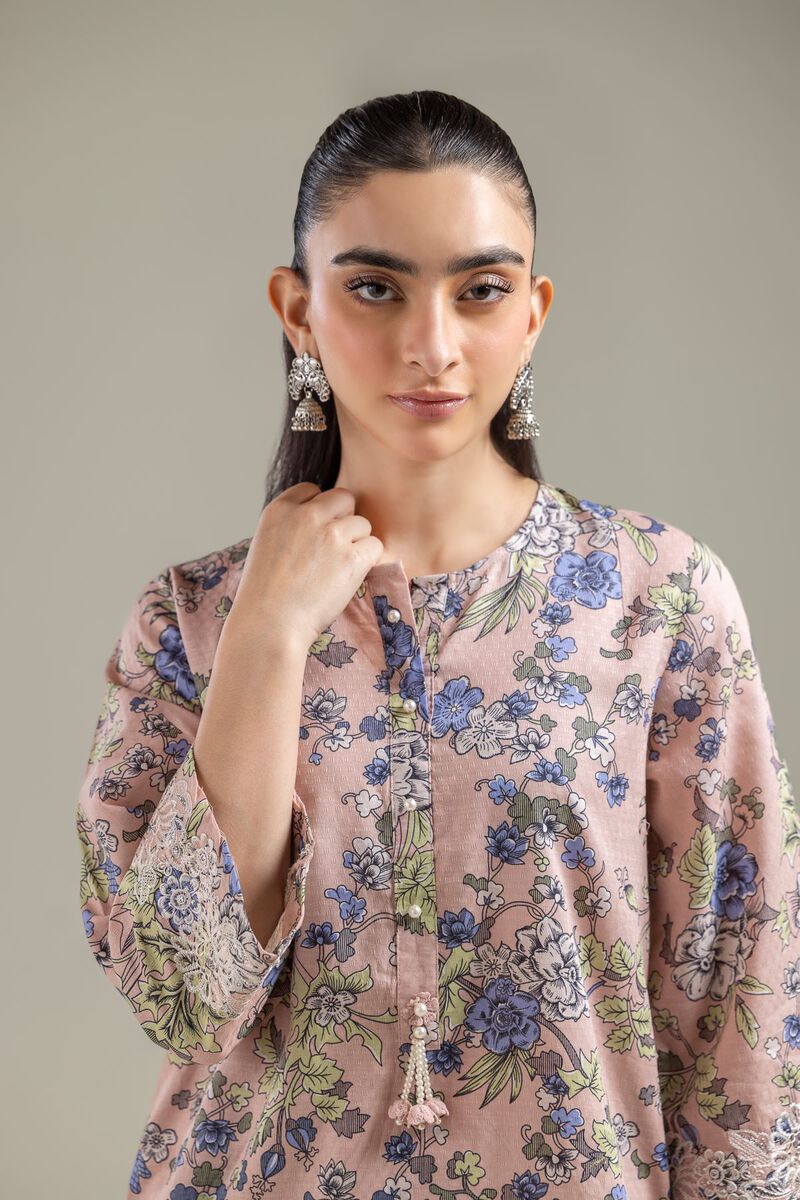 Embroidered | Cotton Dobby | Floral Peach Kurta | USD 35.00