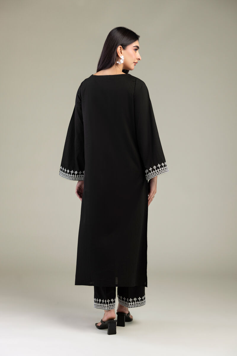 Embroidered | Cambric | Black V-Neck kurta | USD 35.00