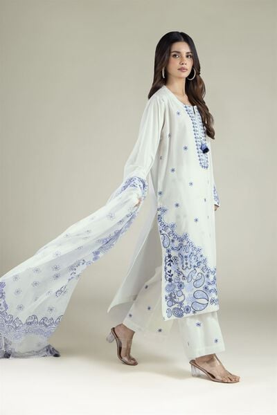 Embroidered | Cotton Dobby | Cotton Tailored 3-piece | USD 80.00