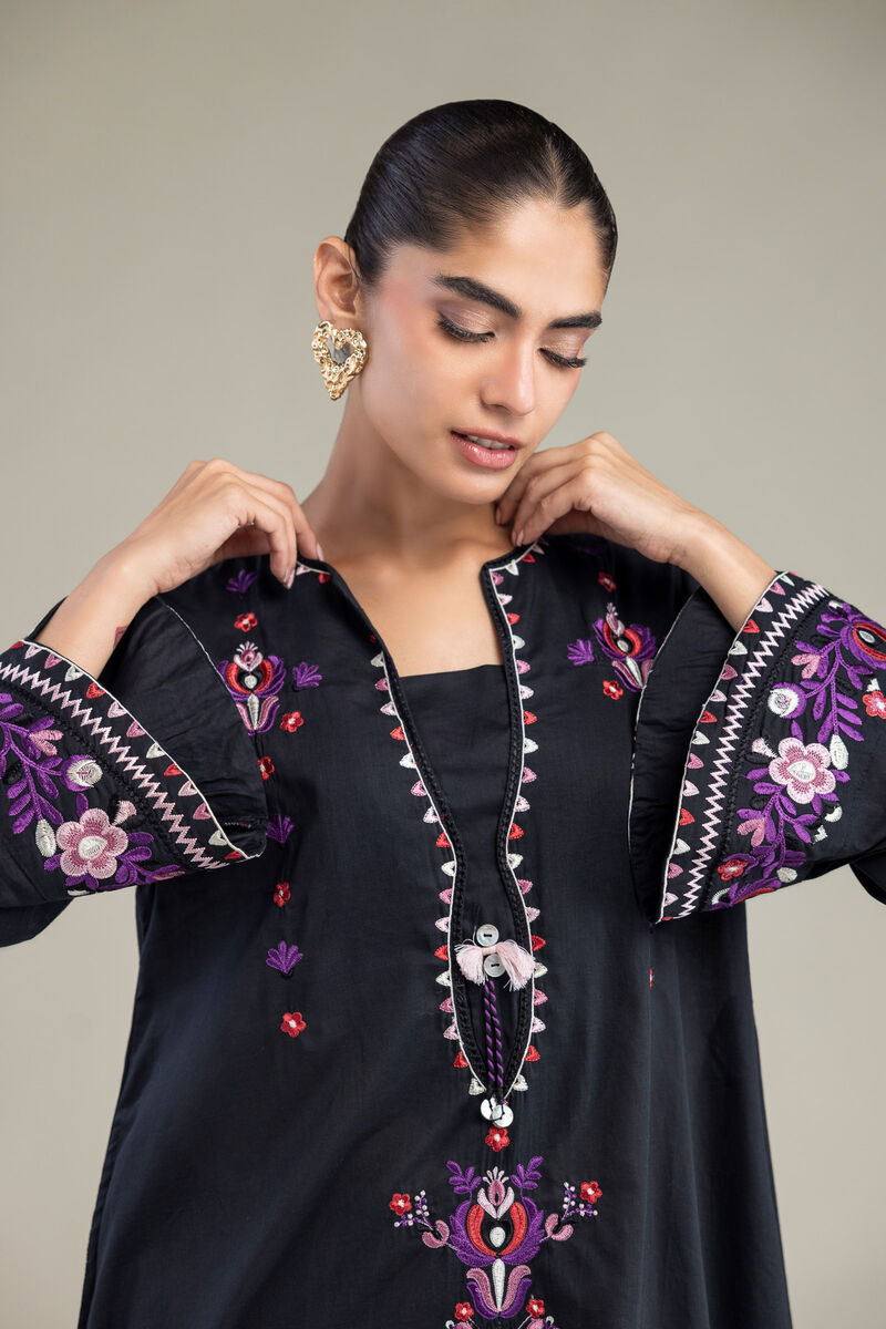 Embroidered | Cambric | Black Cambric Kurta | USD 45.00